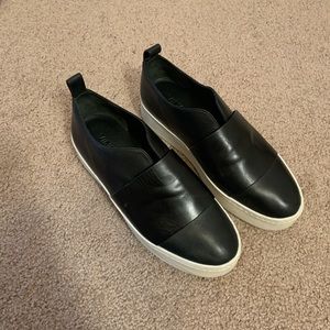 Vince black leather slip on